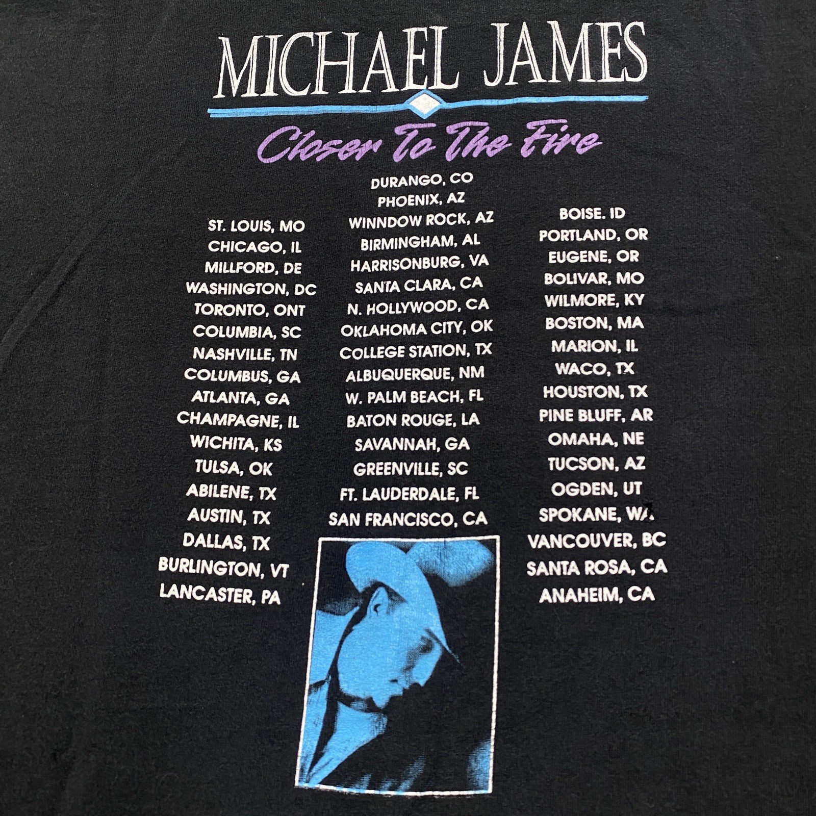 Vintage Michael James Shirt Mens XL Black 90S Country Closer To The Fire Tee USA