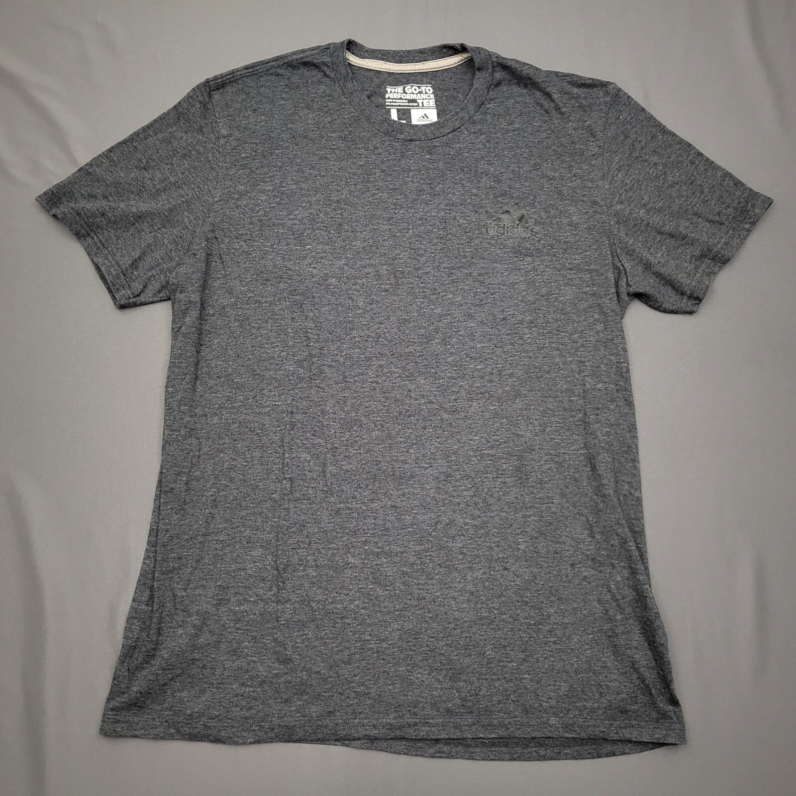 Adidas Shirt Mens Large L Short Sleeve Logo Climate Woven Pullover Gray