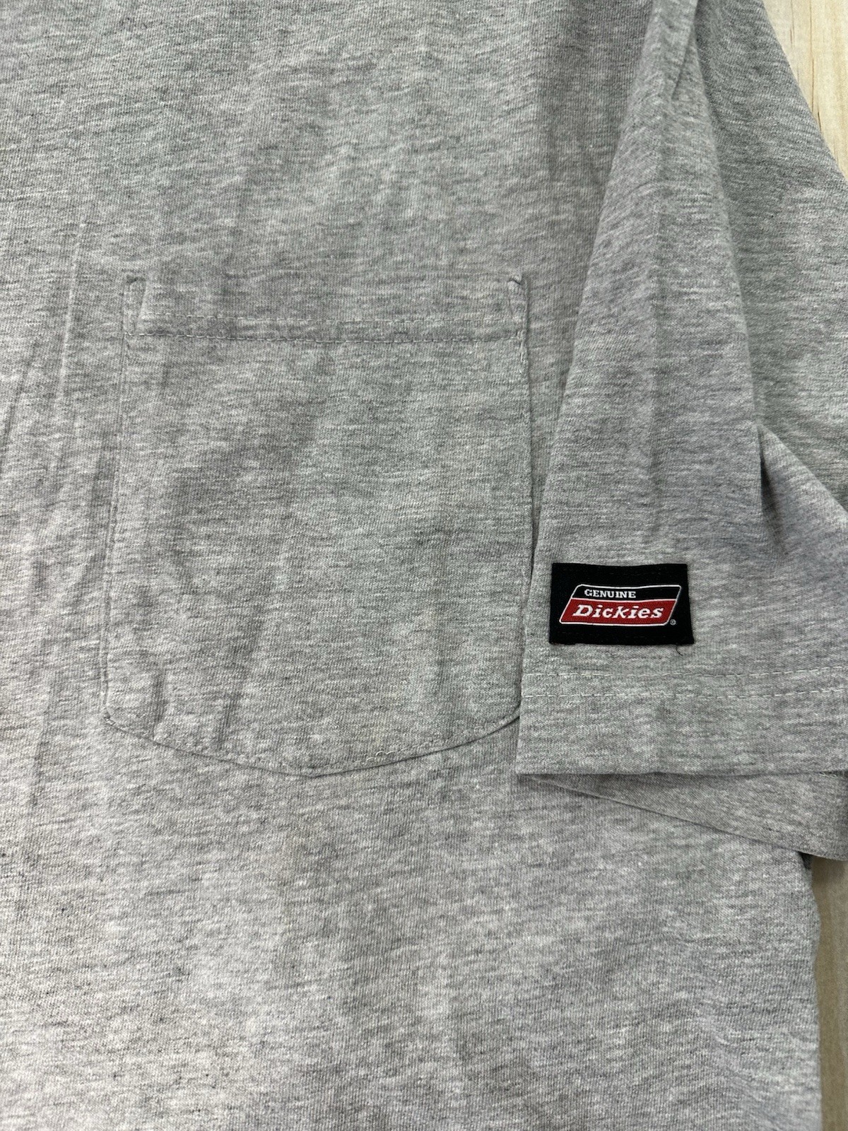 Dickies T-Shirt Men’s Large Short Sleeve Pocket Patched Logo Heathered Gray L