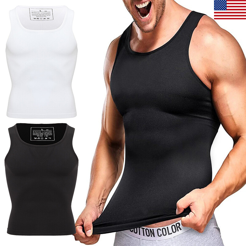 Mens Belly Compression Vest T Shirt Slimming Body Shaper Shapewear Tank Top DLGM