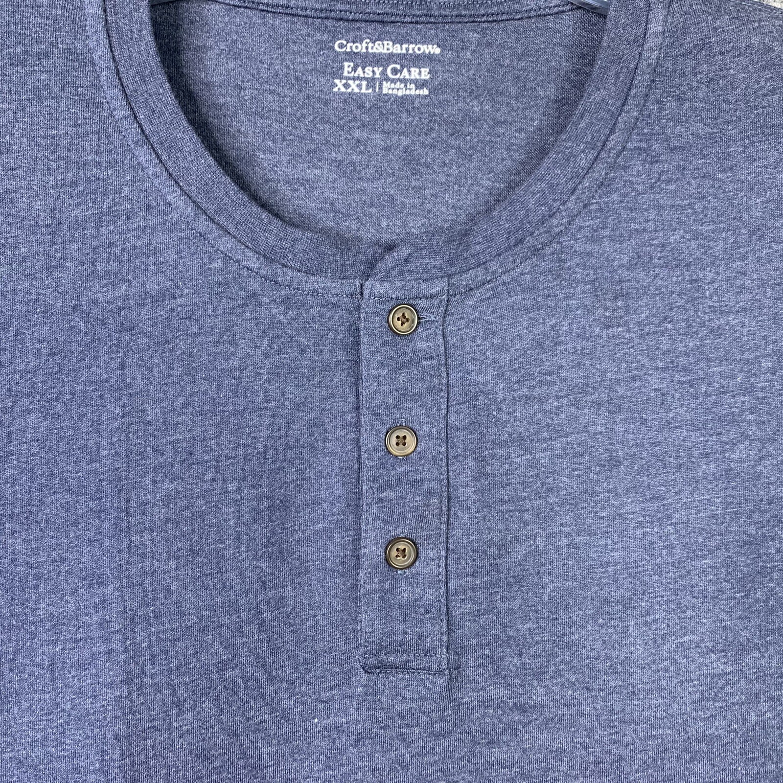 Croft & Barrow Easy Care Henley Long Sleeve Knit Top Men XXL Blue