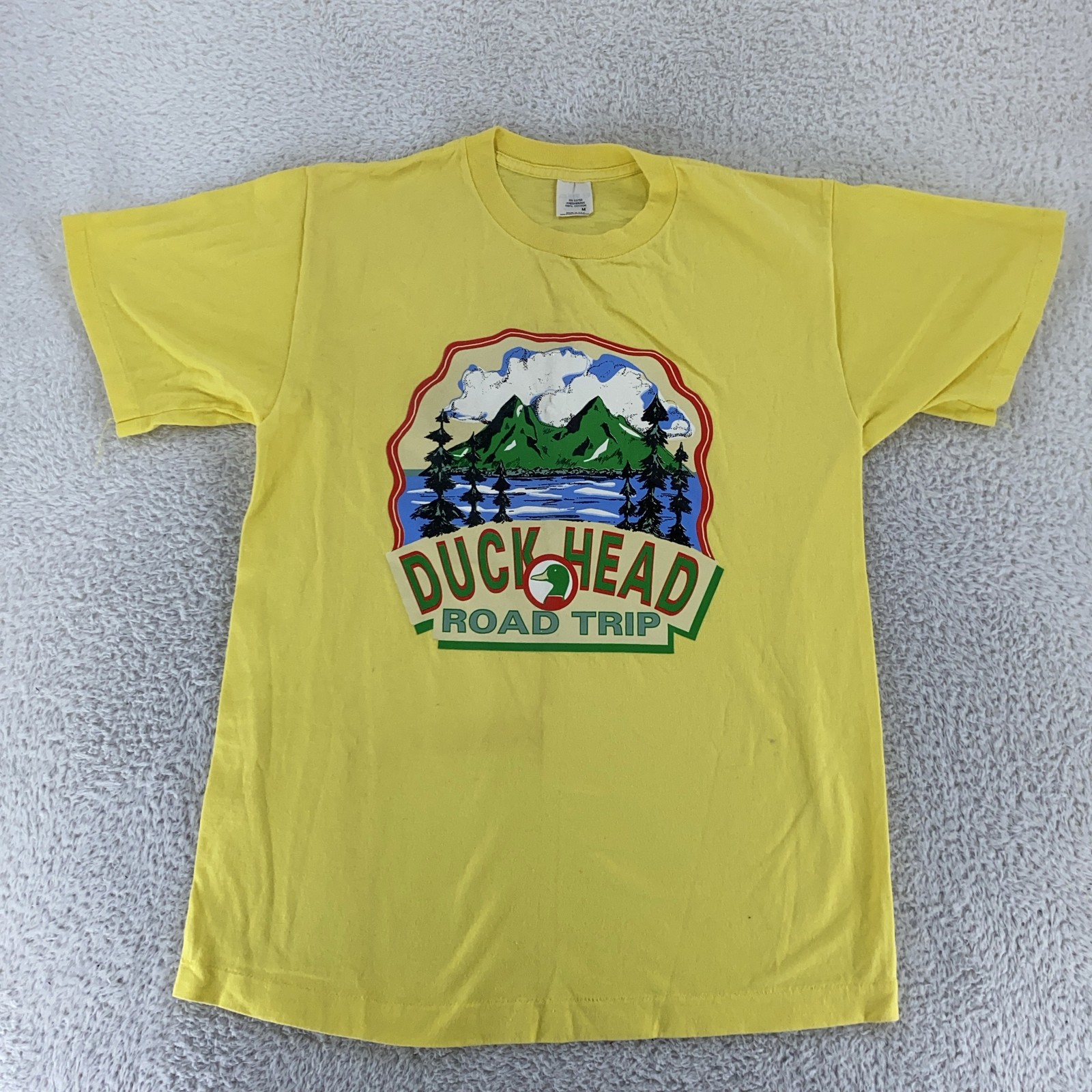 Vintage Duck Head Shirt Mens Medium Road Trip Graphic Outdoor Made USA 90s
