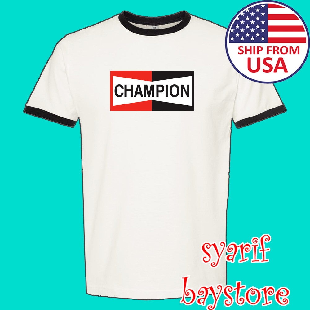 Champion Spark Plug Men’s Ringer Black Size S to 3XL