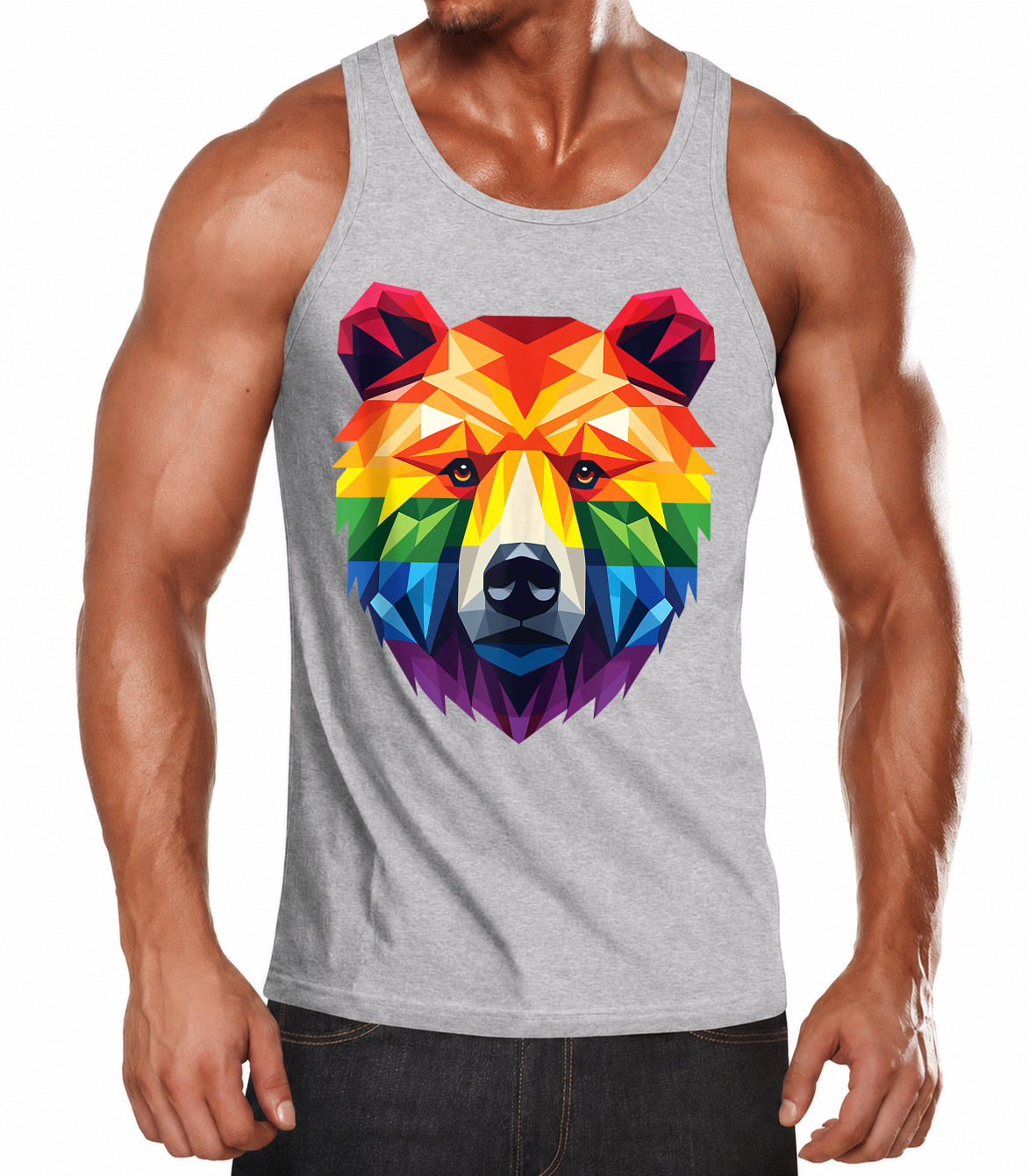 Geometric Bear in LGBT Flag, Gay Pride Bear Tank Top