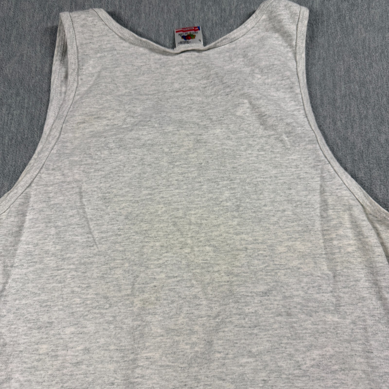 Fruit of the Loom Tank Top Mens L Gray Solid Blank Basic Undershirt Crew Made US