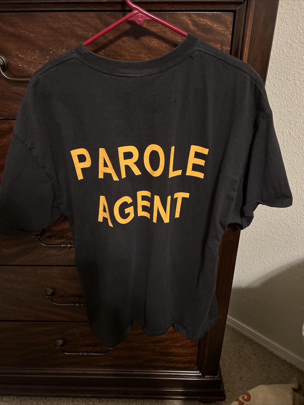 Parole Agent Costume T Shirt Adult XL Black Short Sleeve Tee Mens XL