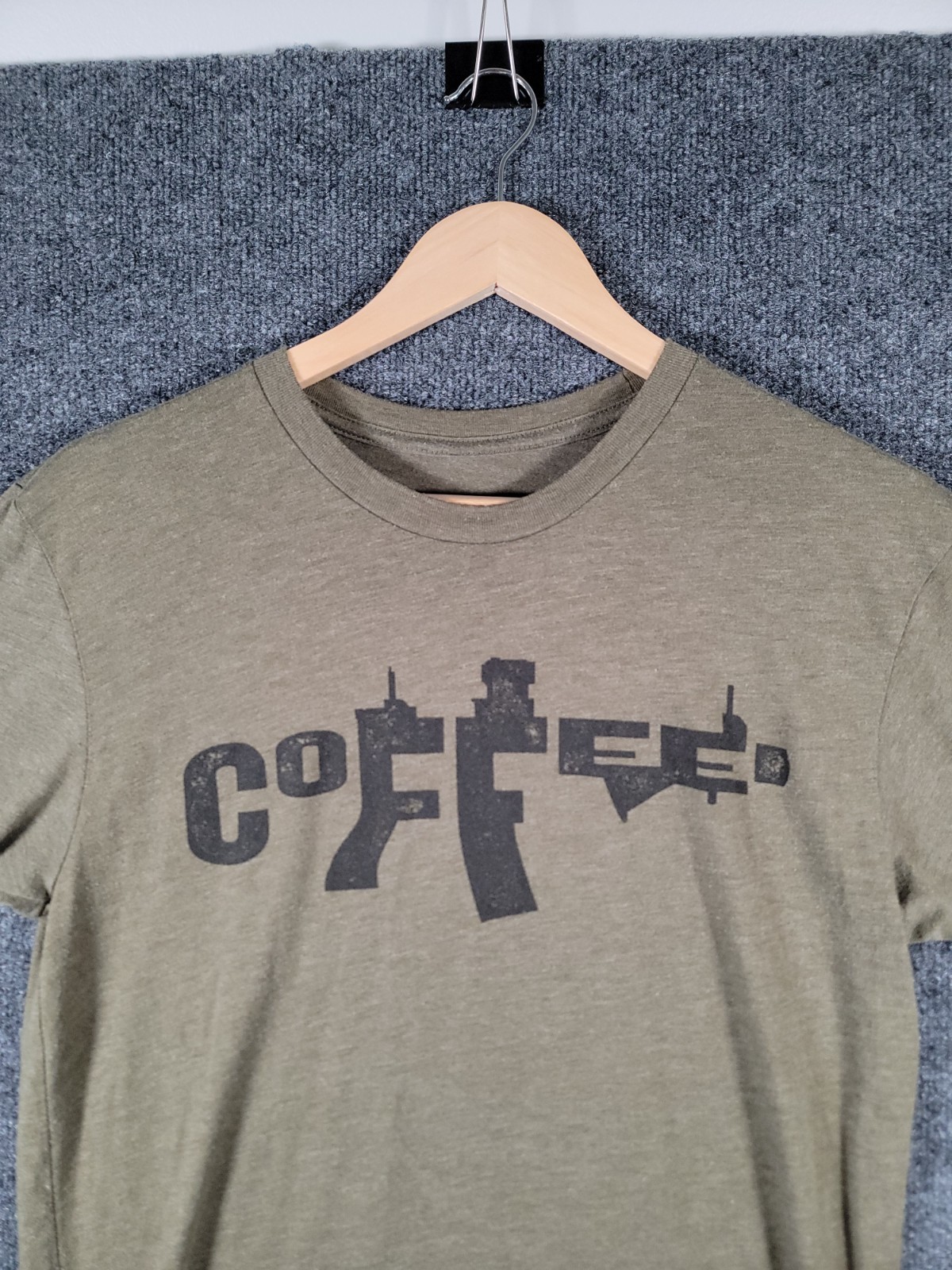 Black Rifle Coffee Company T-Shirt Mens Medium Military Green Coffee Gun Graphic
