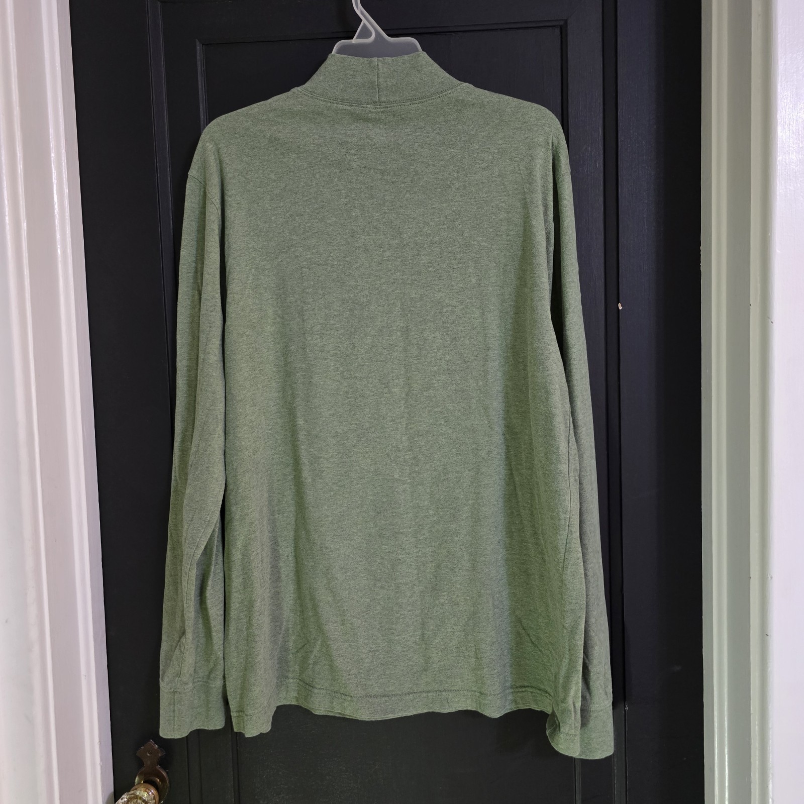 Lands’ End Men’s L/T Green Solid Mock Neck Long Sleeve Knit Stretch T-Shirt
