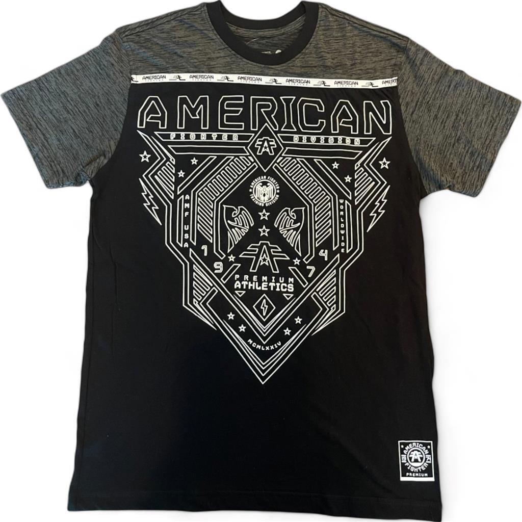 New Men’s American Fighter Premium Athletic MMA Black/Dark Gray T-Shirt XS-4XL