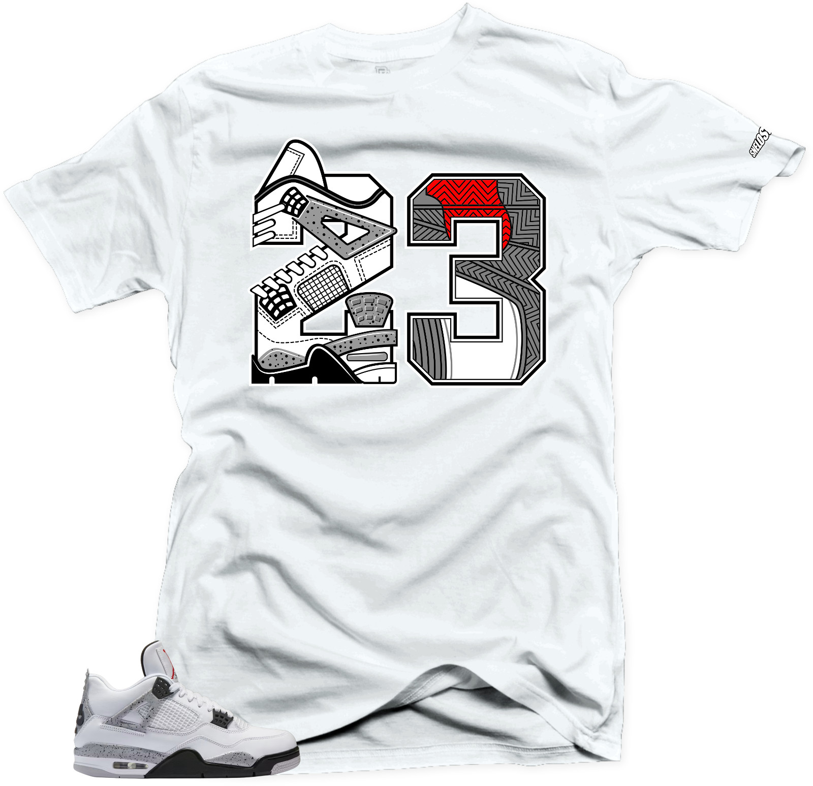 Shirt To Match Jordan Retro 4 White Cement Snelos 23 White Match Tees