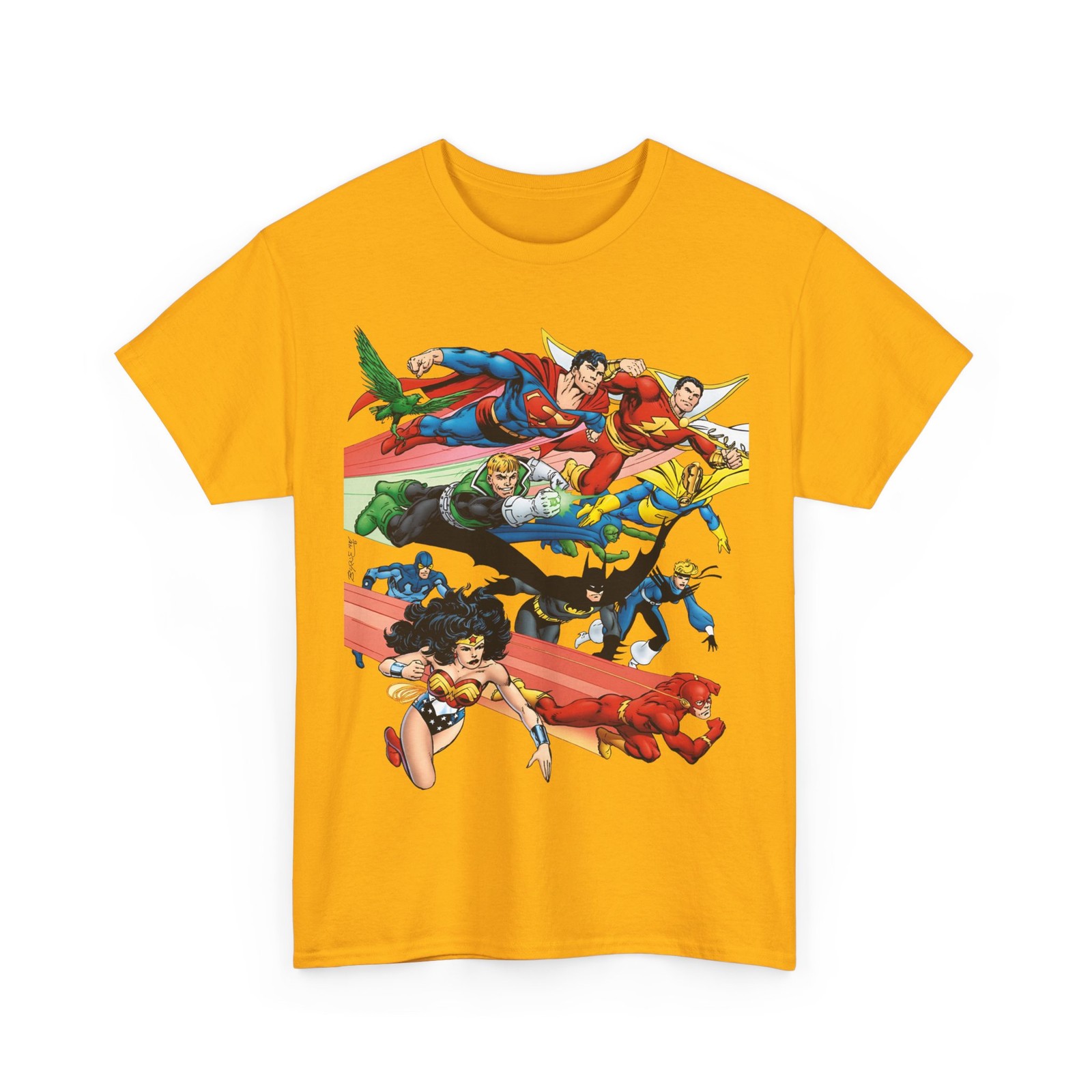DC Legends T-Shirt John Byrne Art Captain Marvel Blue Beetle Vintage-Style Tee