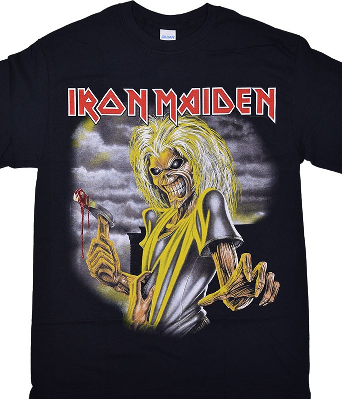 Iron Maiden Killers Black T-Shirt Liquid Blue