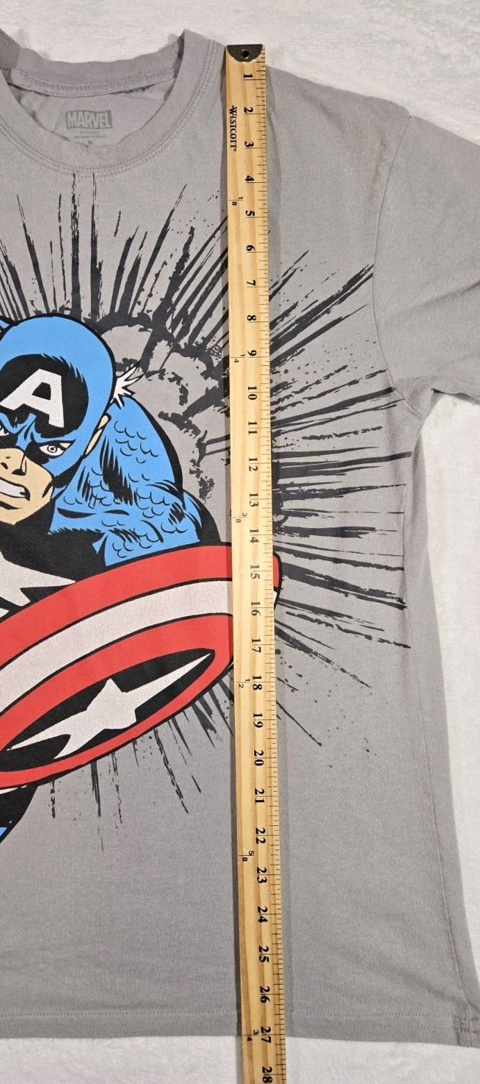 Mens Marvel Captain America Short Sleeve T Shirt Gray Medium