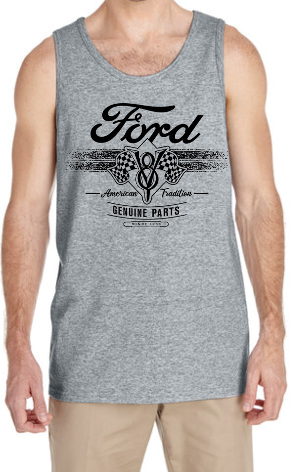 Ford V8 Racing Flag Ford Lover Tank Top Ford Gift for Him Genuine Parts