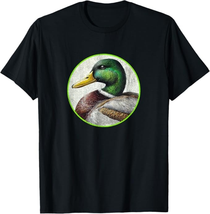 Mallard Duck T-Shirt Retro Bird Tee Design 10 Colors by Bird.Fan
