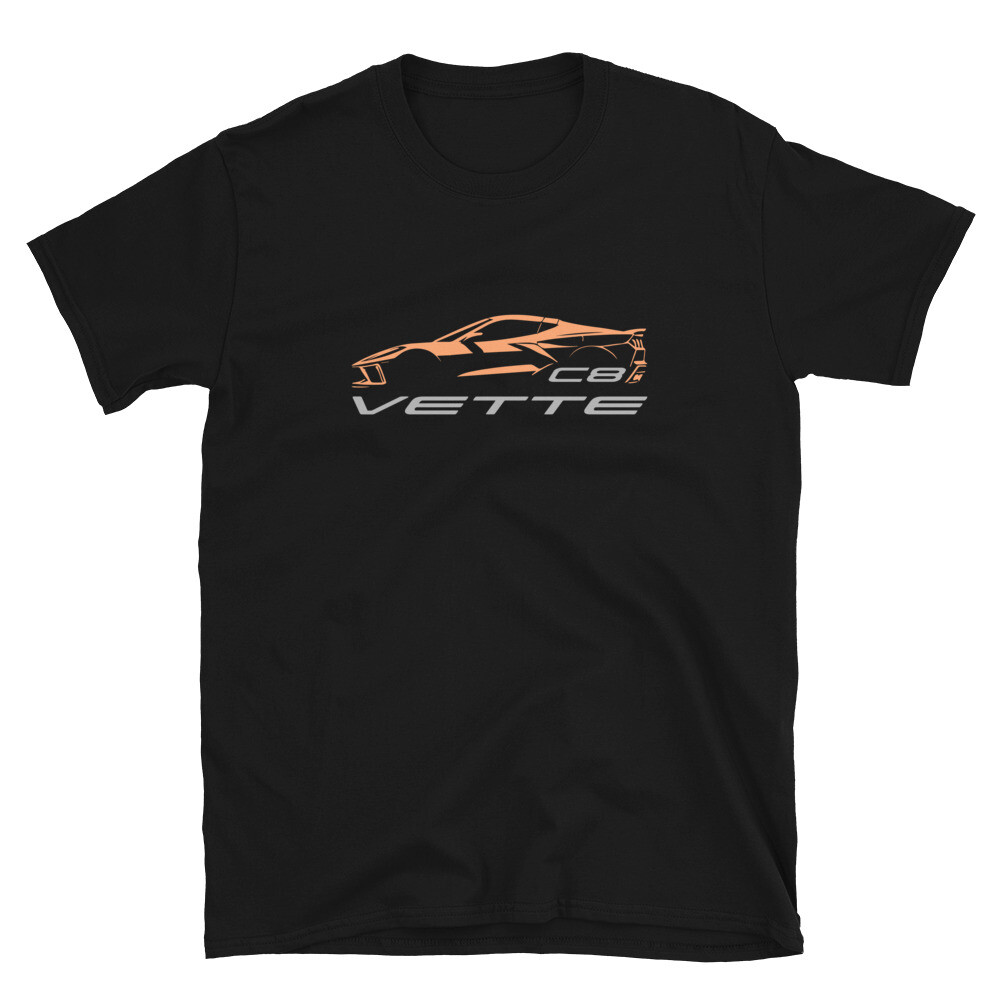Softstyle T-Shirt For Chevrolet Corvette C8 Orange 2024 Car Fans Birthday Gift