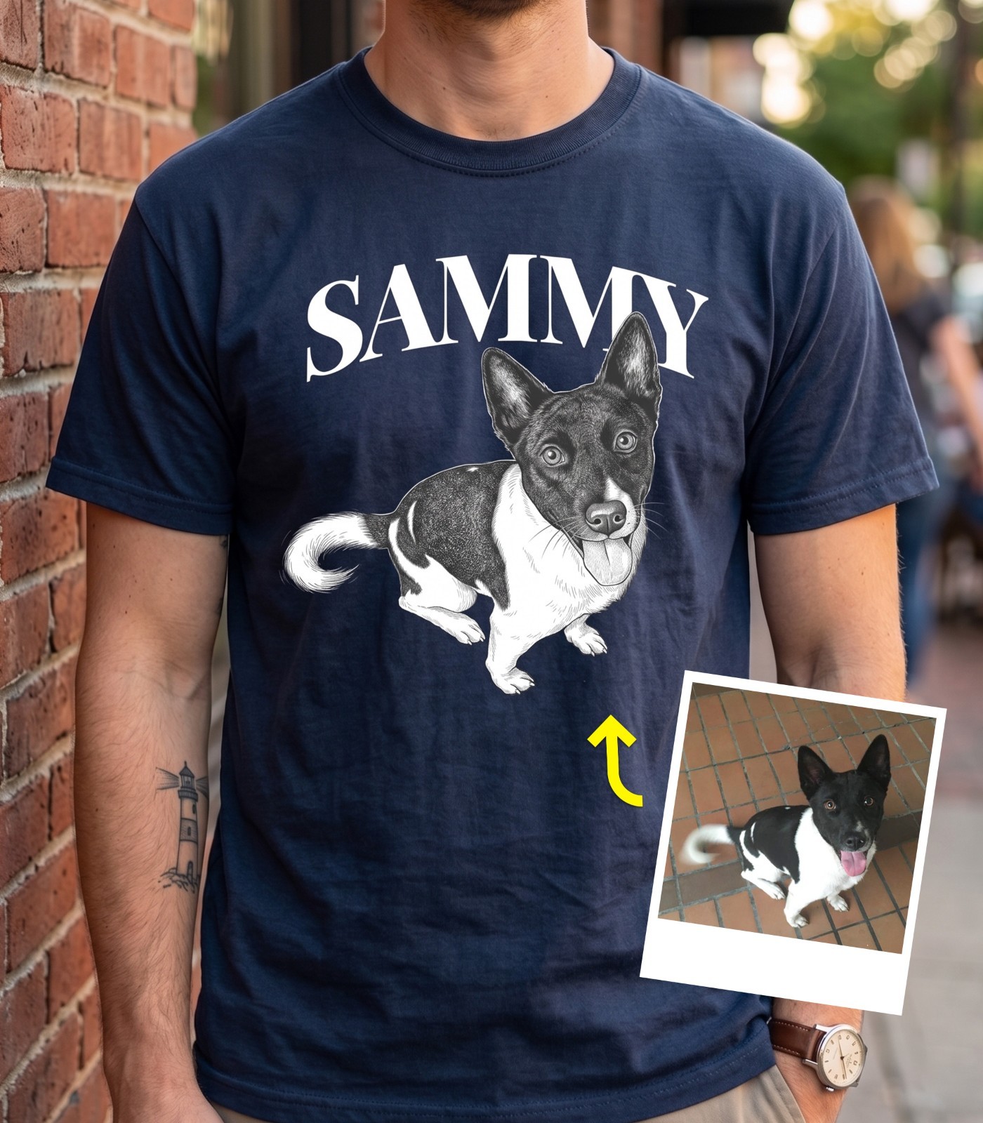 Custom Pet Photo Shirt Personalized Dog Portrait Tee With Name Funny Dog Dad Gif