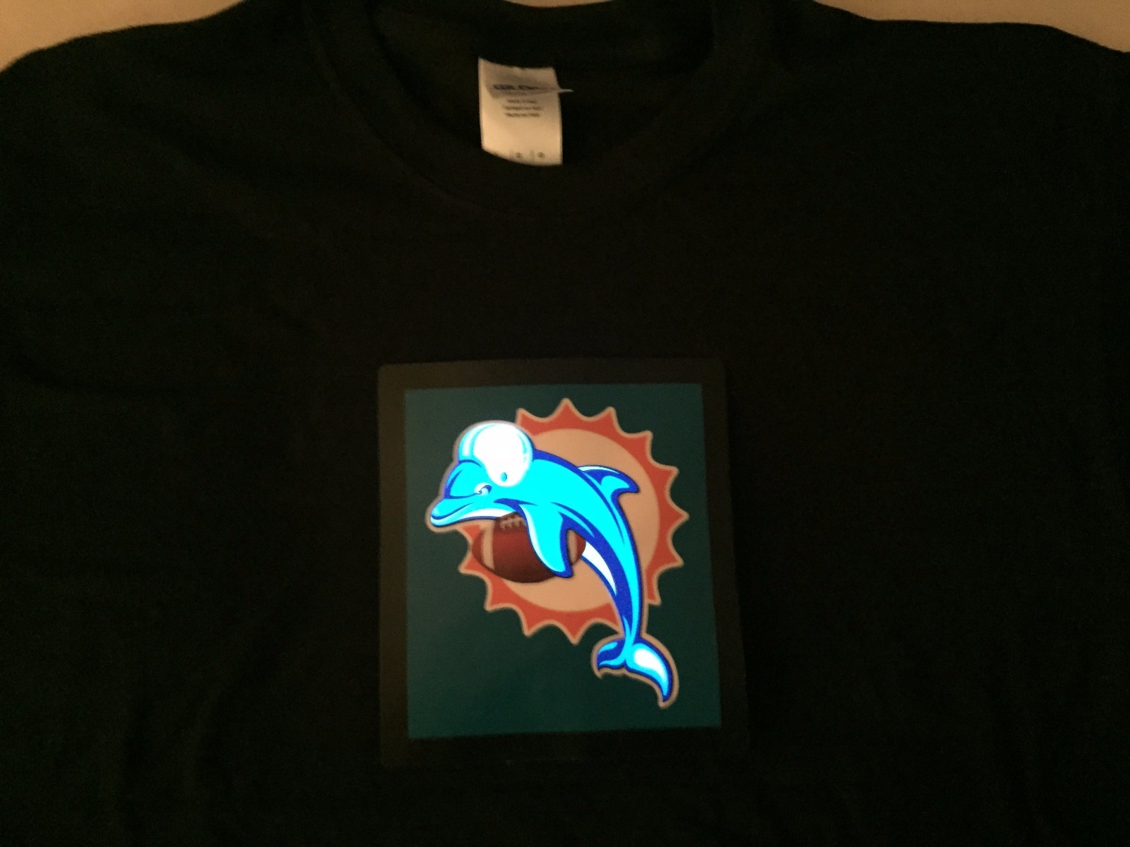 Dolphins Miami NFL Sound-Activated LIGHTS UP LED T-Shirt ALL SIZES Wireless