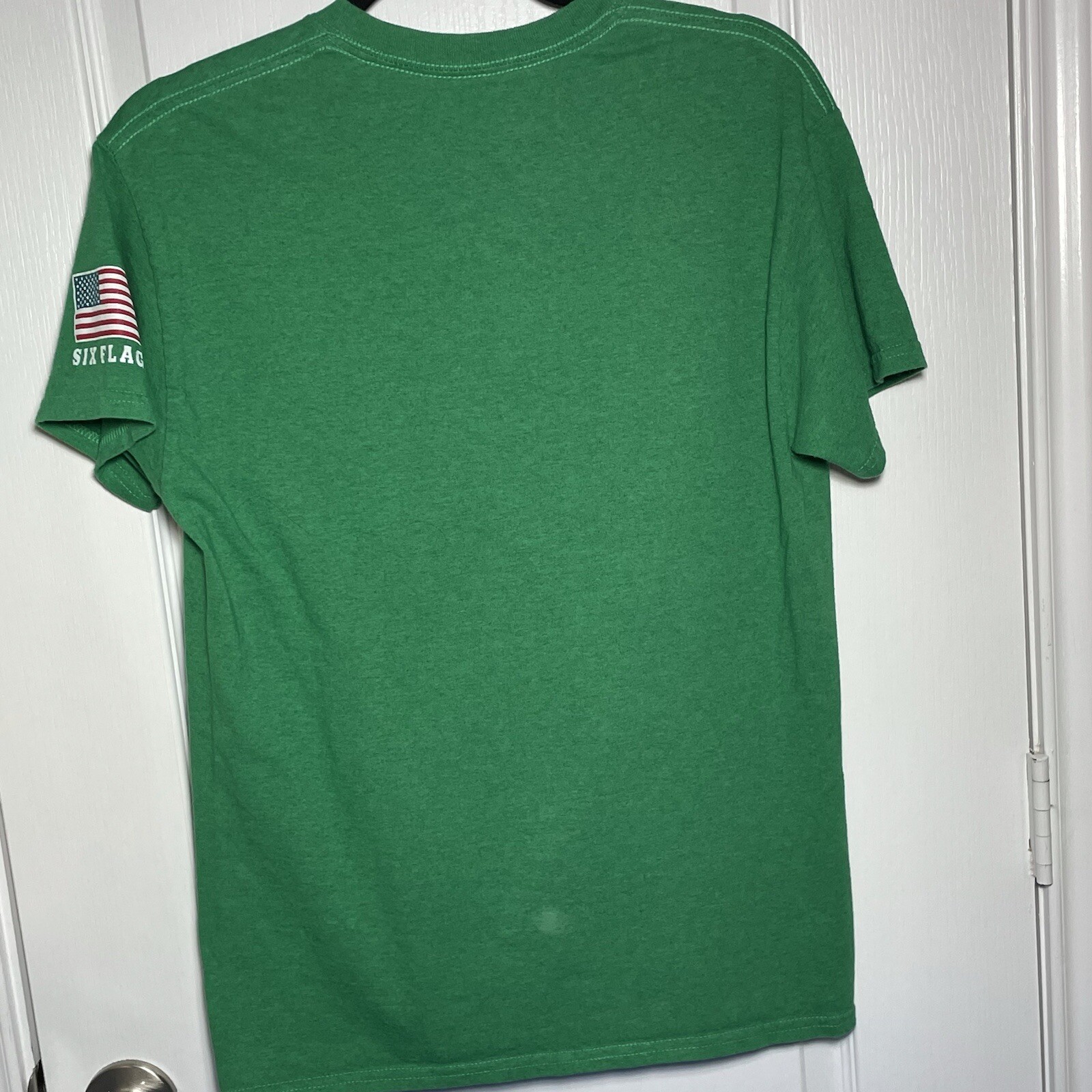 Six Flags Men’s Graphic T-shirt Team THE Joker Green Short Sleeve Medium