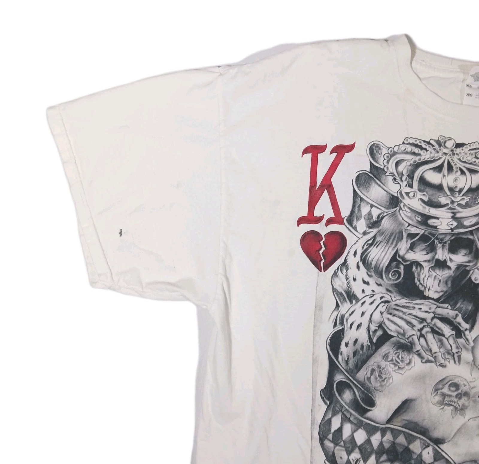 OG Abel Style King Queen Skeleton Graphic Tee 2XL White Tattoo T-Shirt XXL
