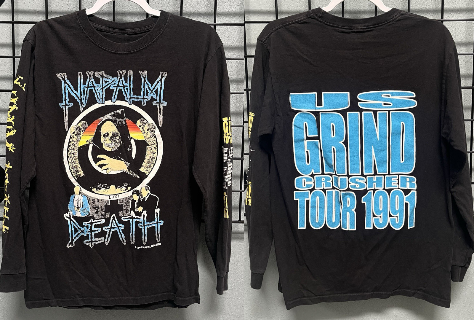 Napalm Death 1991 US Grind Crusher Tour Long Sleeve S to 5XL 2F1831
