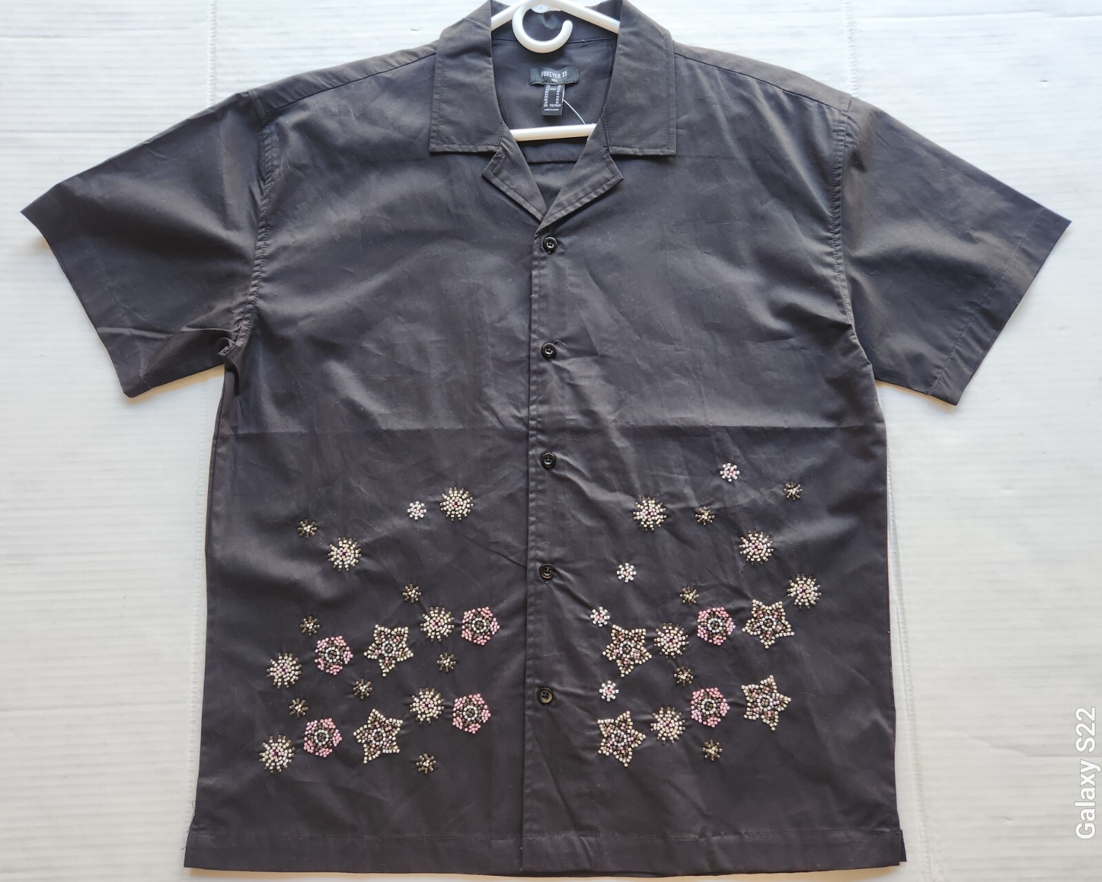 Forever 21 Men’s Apparel Black Woven Top Polo Shirt – Size: Medium