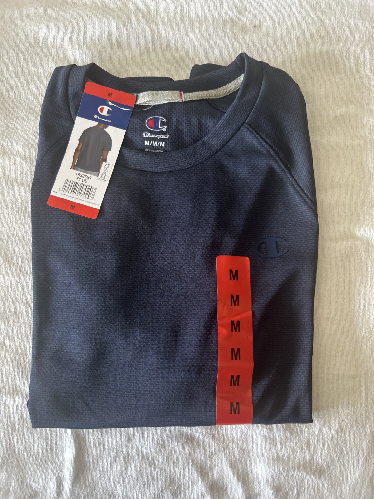 Champion Men’s Crewneck Short Sleeve Classic Tee, Blue, NWT Size M