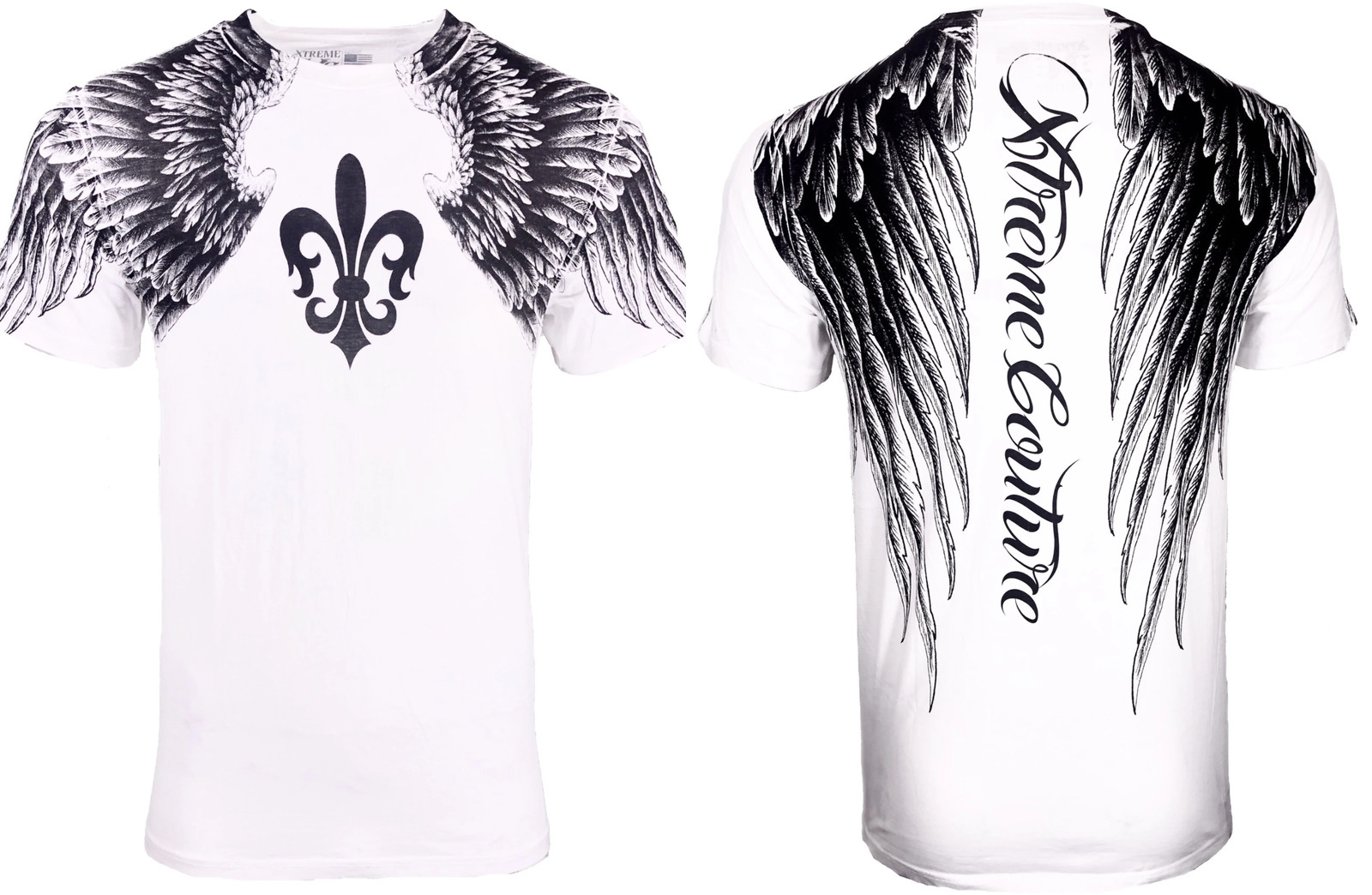 Xtreme Couture Affliction Men’s T-Shirt AEROSMITH WHITE Wings Biker Tattoo MMA