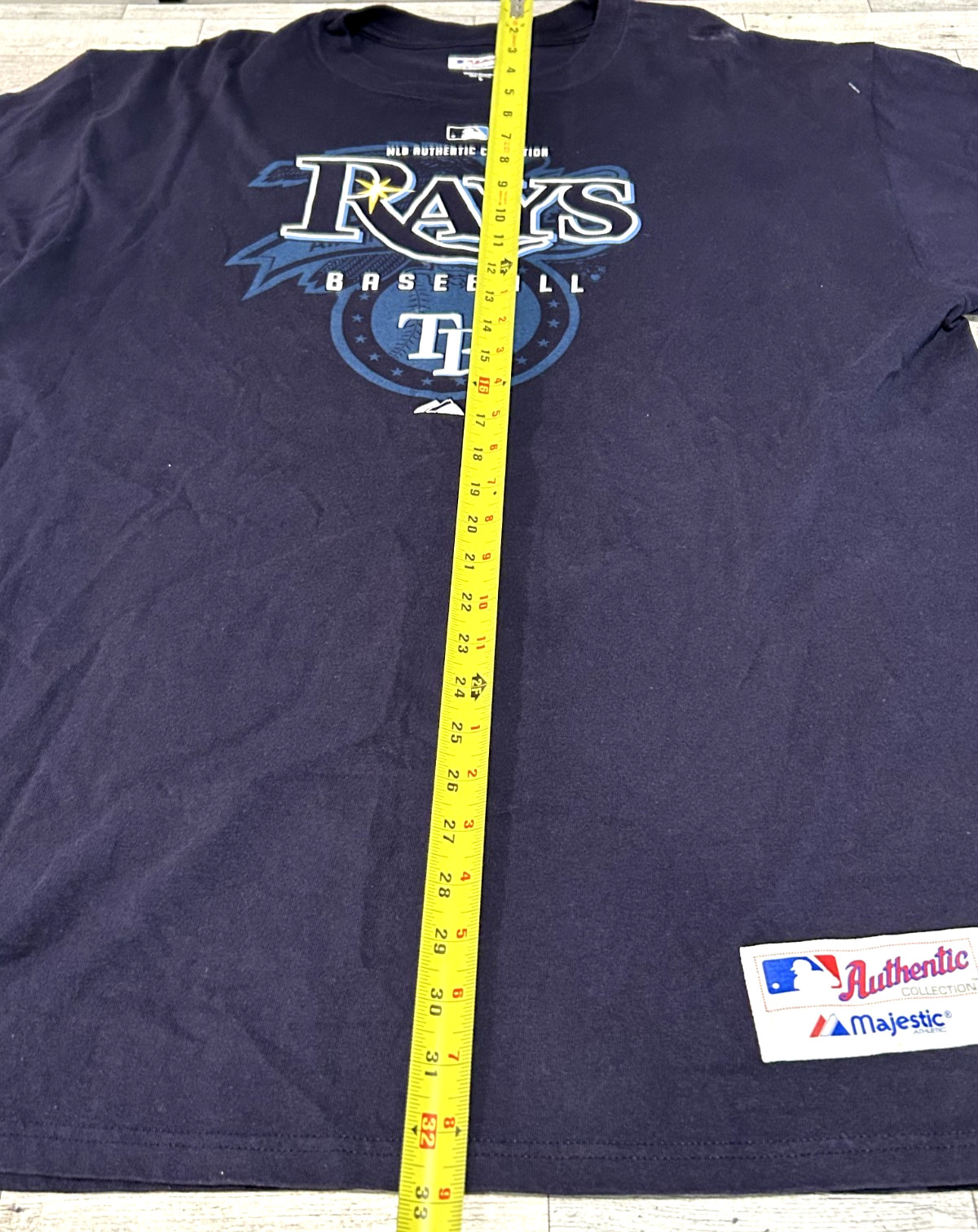 Tampa Bay Rays Baseball MLB Authentic Collection Majestic Blue T-Shirt LARGE