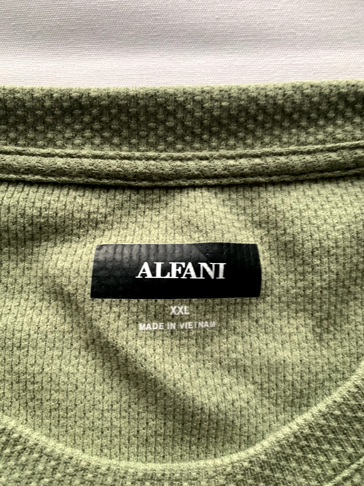 ALFANI MENS OLIVE DRAB LONG SLEEVE THERMAL SHIRT SIZE XXL