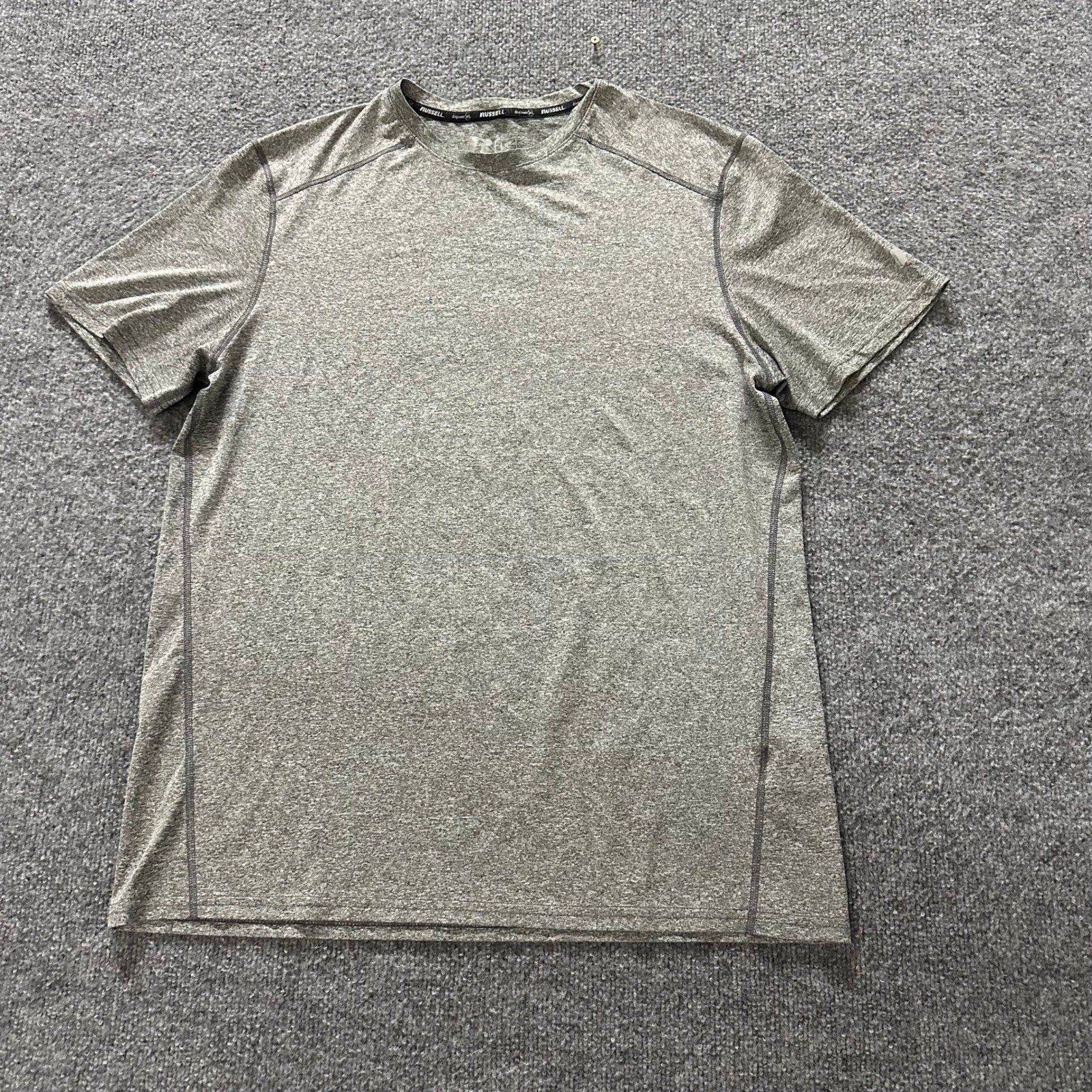 Russell Athletic Shirt Mens Size L Gray Training Short Sleeve Stretch RS14201