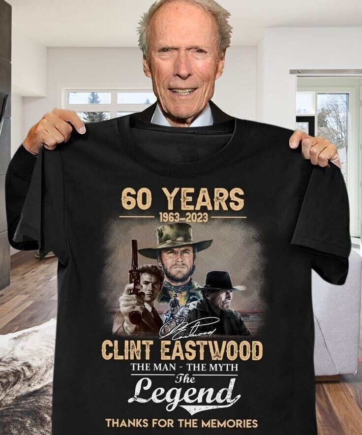 Clint Eastwood 60 Years 1963 2023 The Man TShirt Black Unisex S-5XL