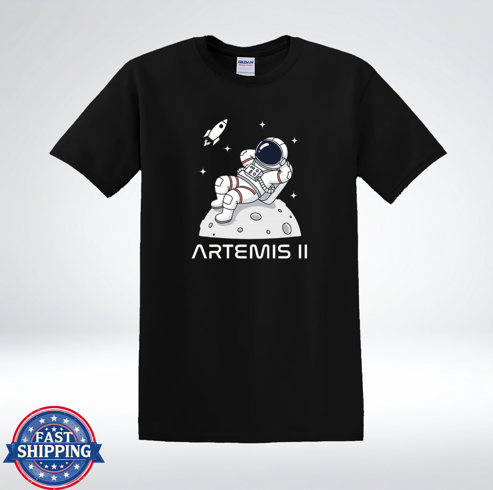 Artemis II Astronaut On Moon Funny Space Relax Graphic T-Shirt
