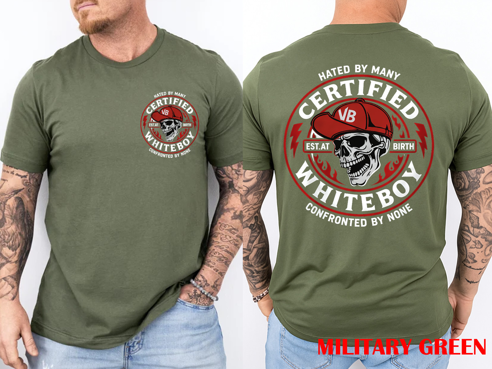 CERTIFIED WHITEBOY Street Skull 2 Sided T-Shirt Menswear Streetwear
