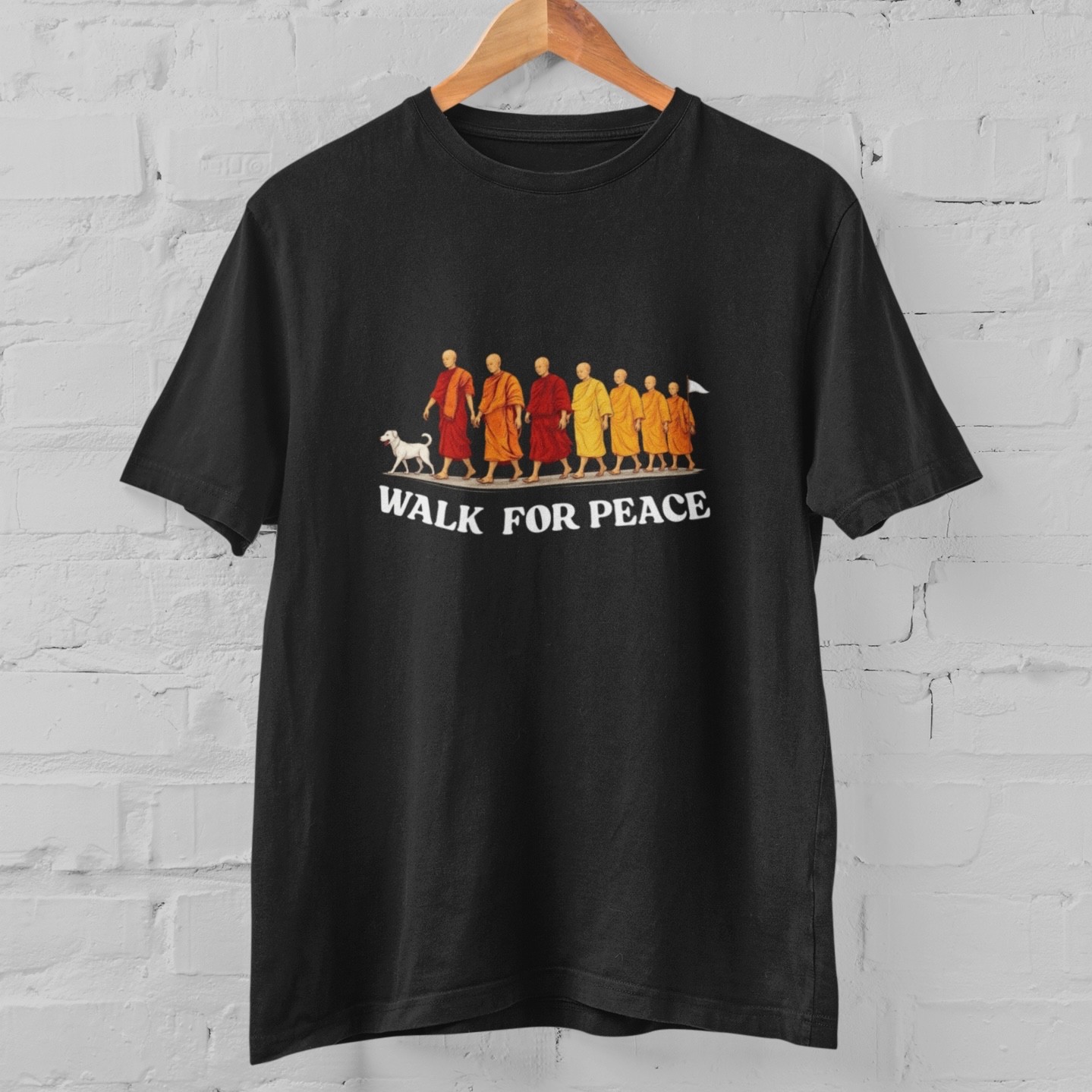 Walk For Peace T Shirt Spiritual Monk Peace Walk Tee S-5XL Unisex Cotton