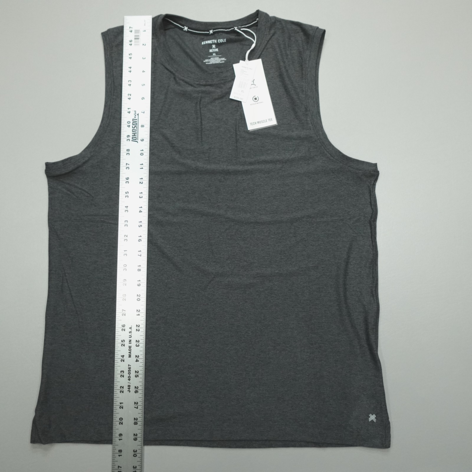 Kenneth Cole Tech Muscle Tee 4 Way Stretch Recycled Black Heather