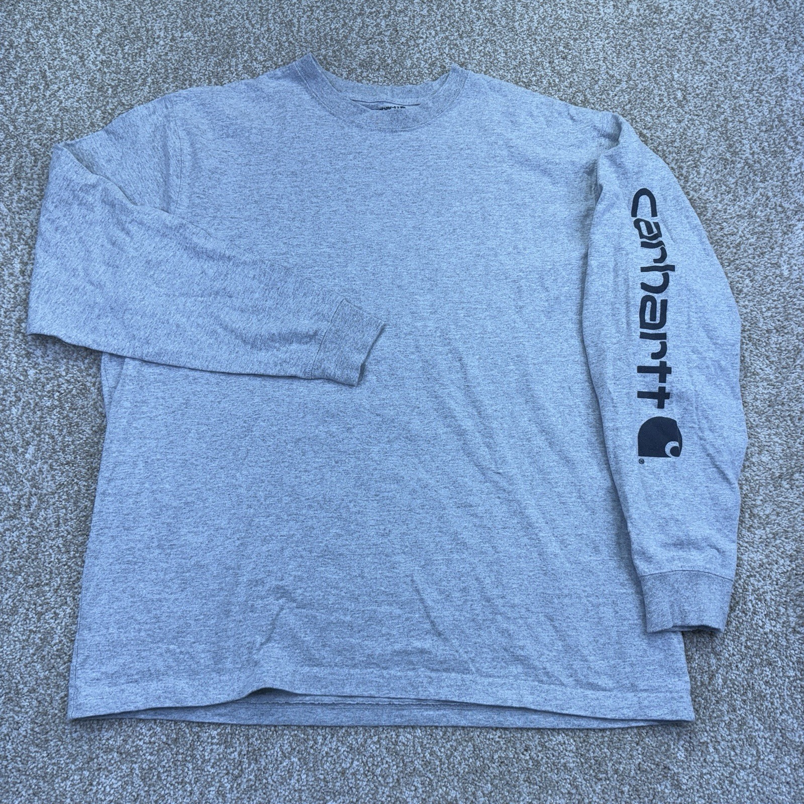 Carhartt K231 Heavyweight T Shirt Mens Loose Fit Large Gray Logo Sleeve Workwear