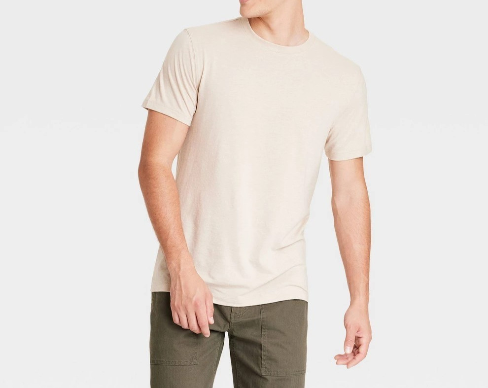 Men’s M Every Wear Short Sleeve T-Shirt Goodfellow Oatmeal Light Cotton Blend