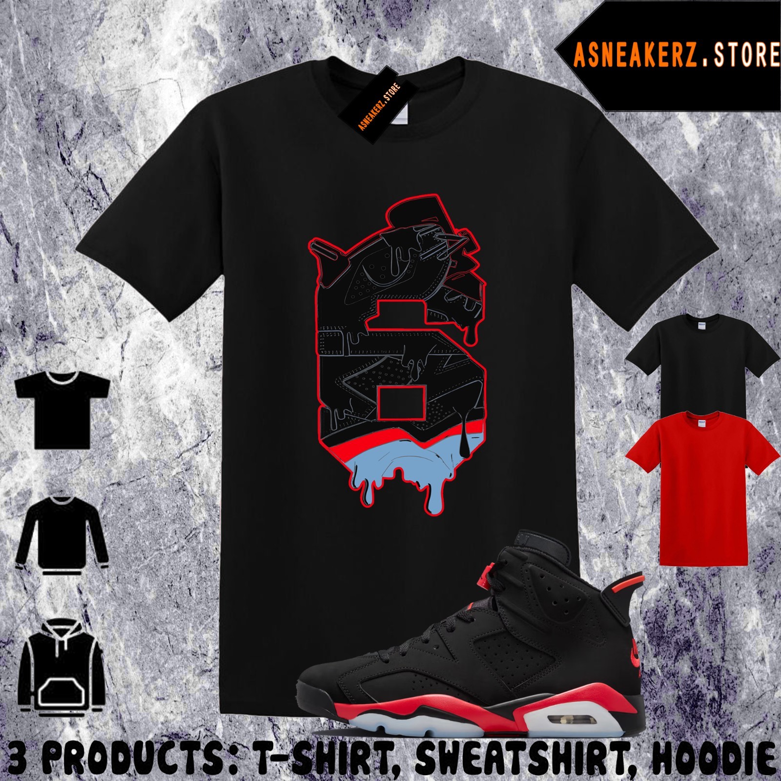 Tee Shirt Matching AJ 6 Infrared Salesman 2026 Match Sneaker Number 6s T-Shirt