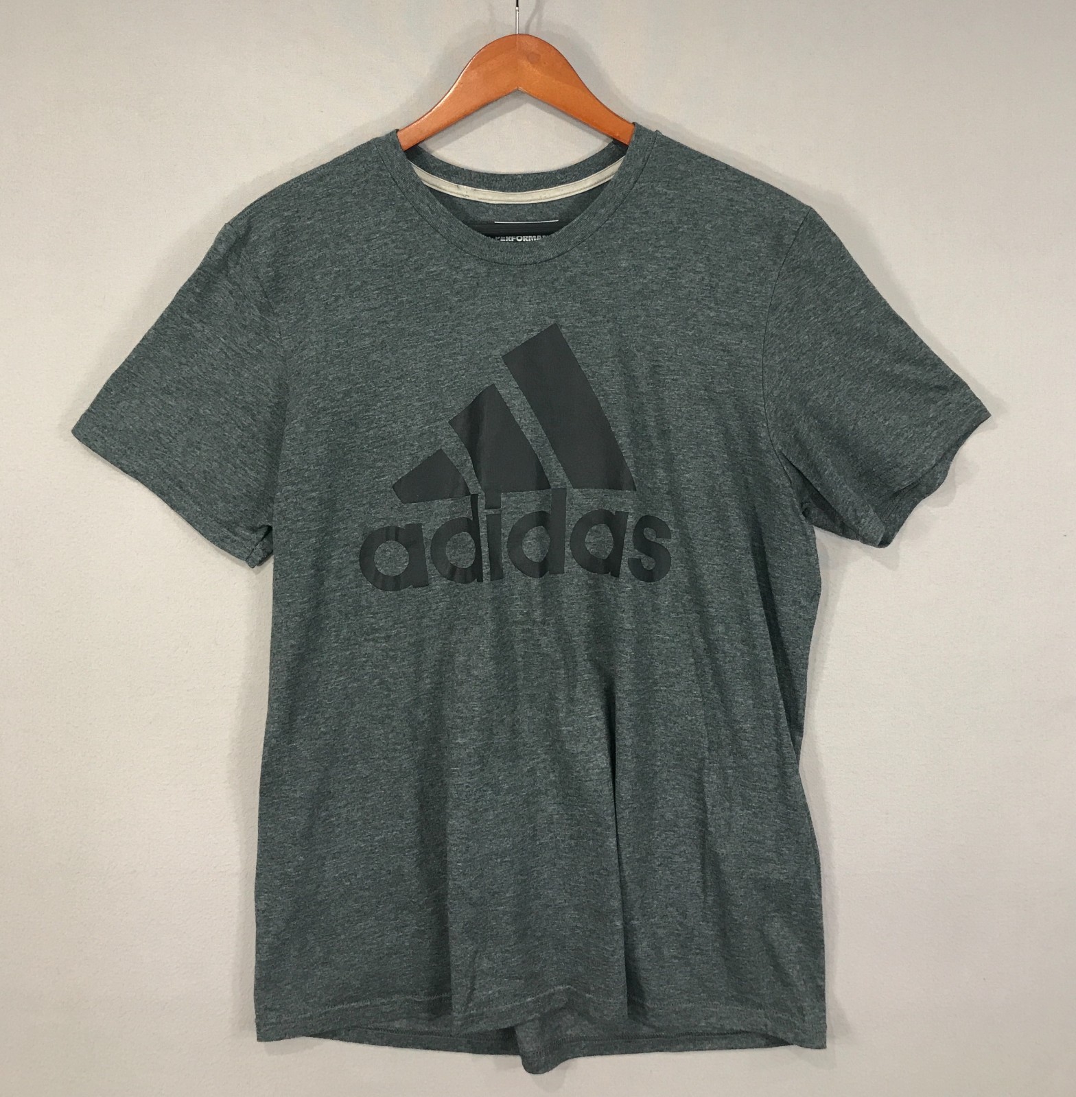 Adidas Climalite T Shirt Men’s Large Gray Black Logo Pullover Crew Short Sleeve