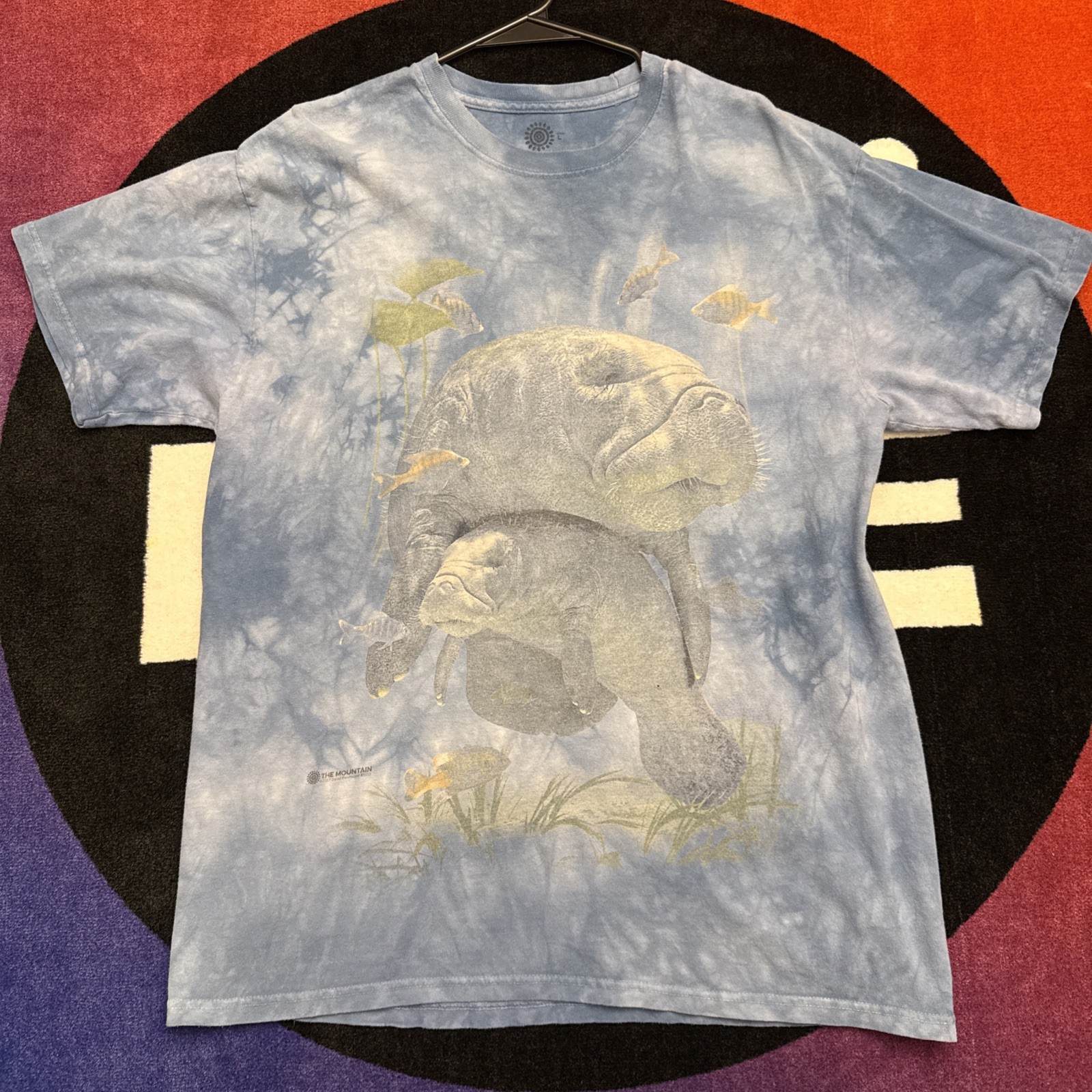 Men’s Large The Mountain Vintage Aquatic Sea Whale Faded Graphic T Shirt Tie Dye