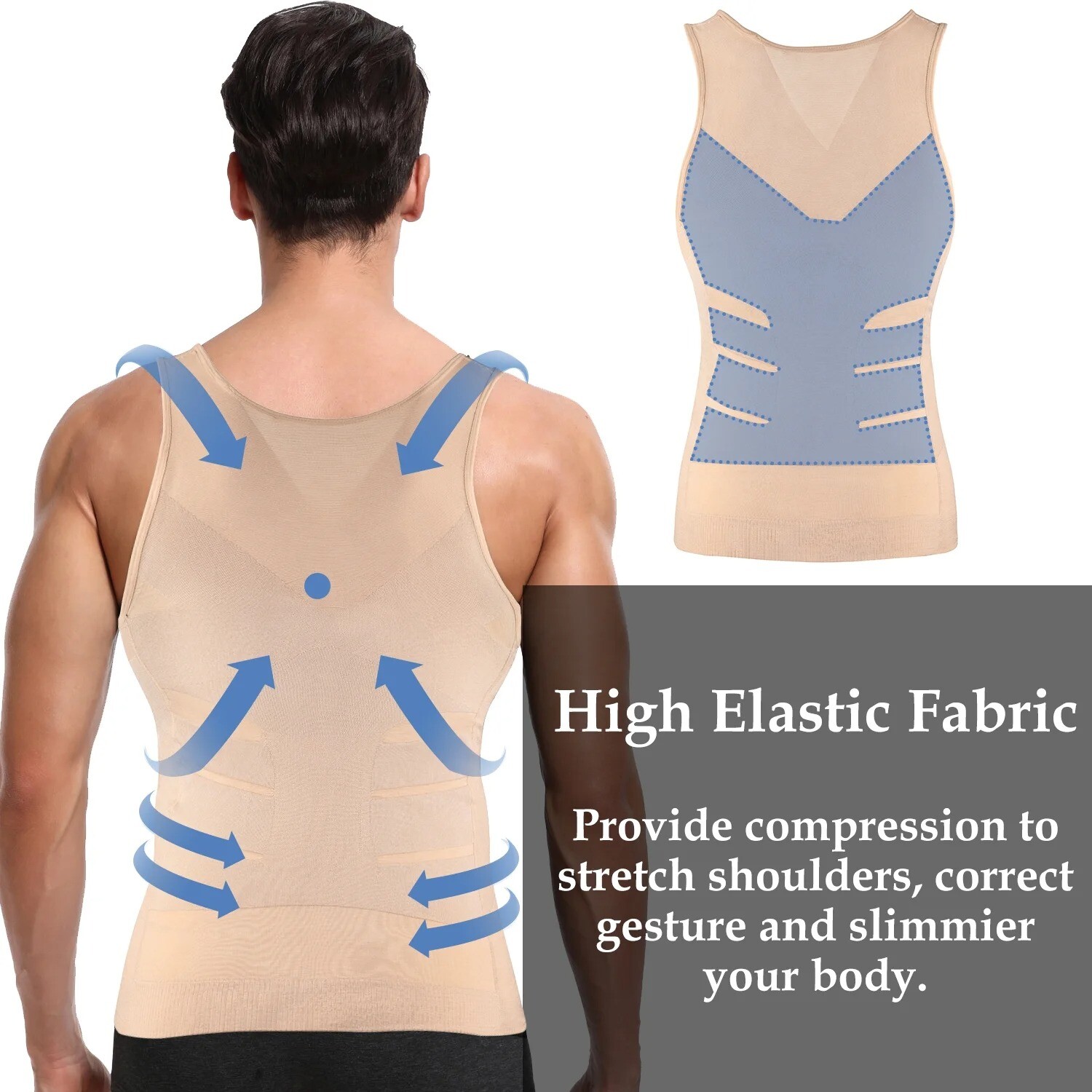 3 Pack Men’s Compression Shirt Slimming Body Shaper Vest Tummy Control Shapewear