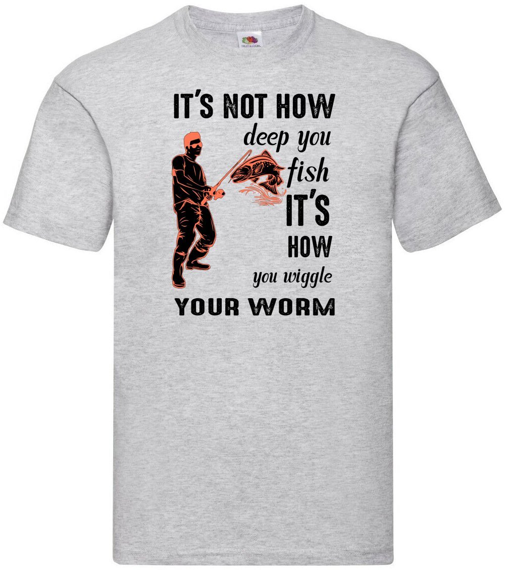 Fishing Wiggle Your Worm Humour Novelty T Shirt Various Colours And Sizes