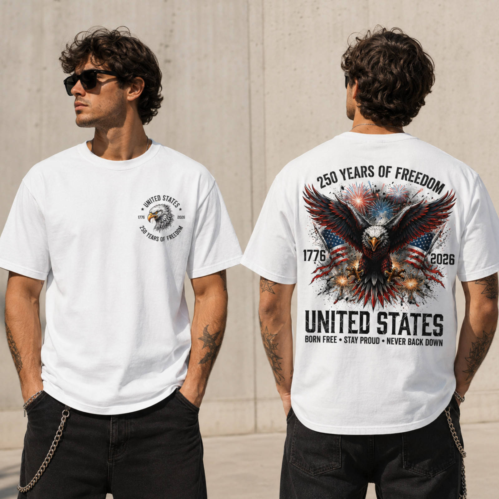 250 Years of Freedom Shirt Men USA We The People Patriotic Eagle July 4th(S-5XL)