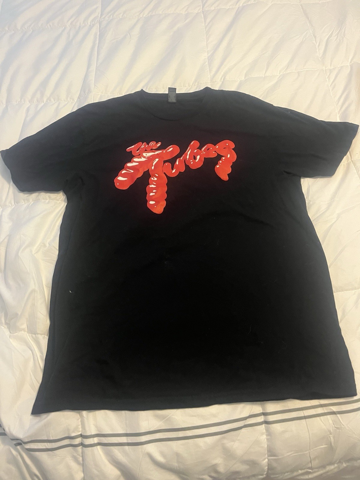 The Tubes Black Graphic Print Tee Mens L Crew Neck