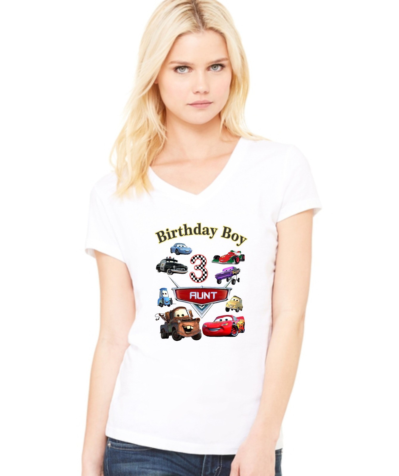 Cars Lightning McQueen Birthday Boy Family Customize age ,name matching T-Shirts