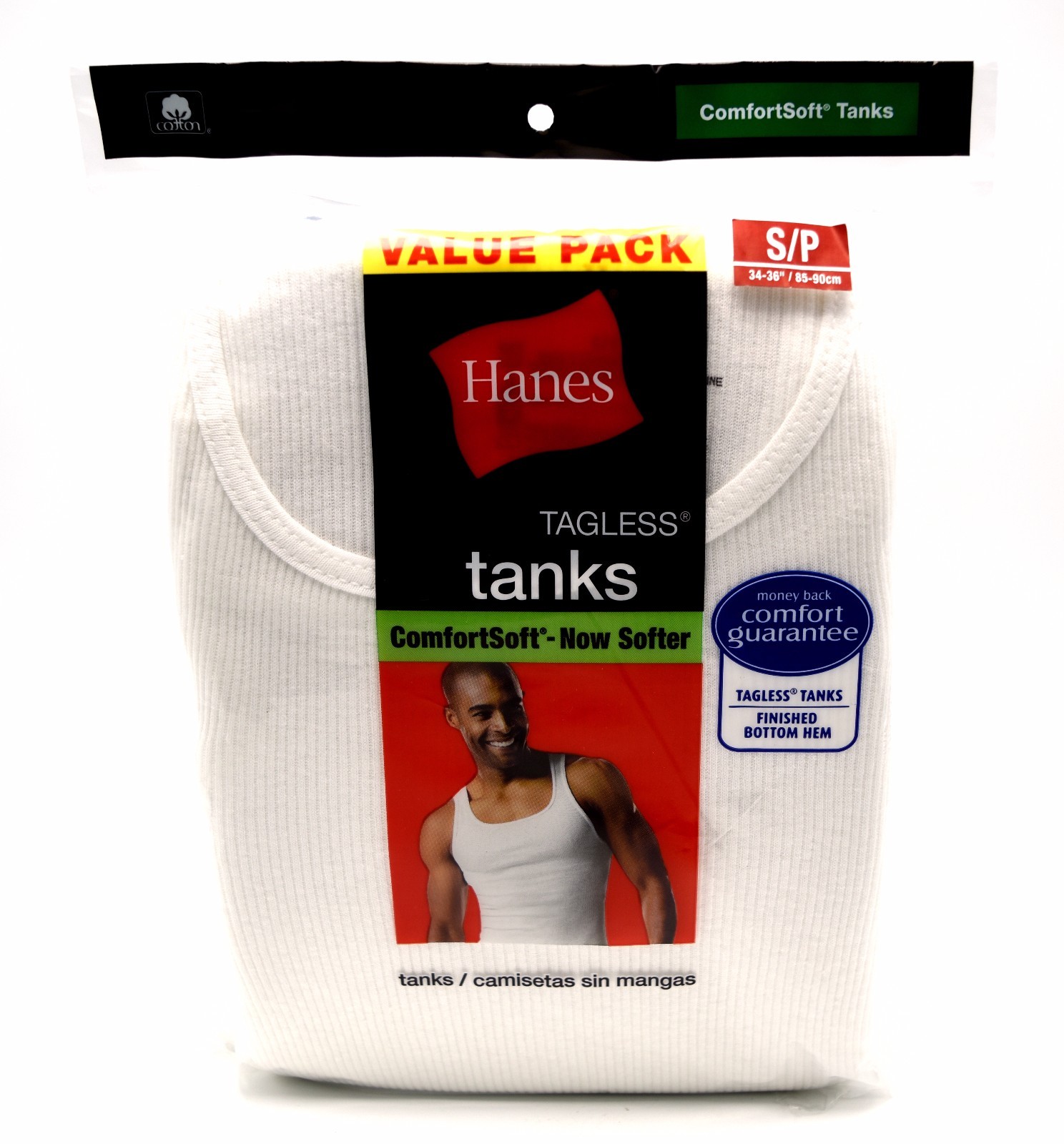 5 Hanes White Tanks Small S 34-36 Inch Tagless ComfortSoft P 85-90 CM