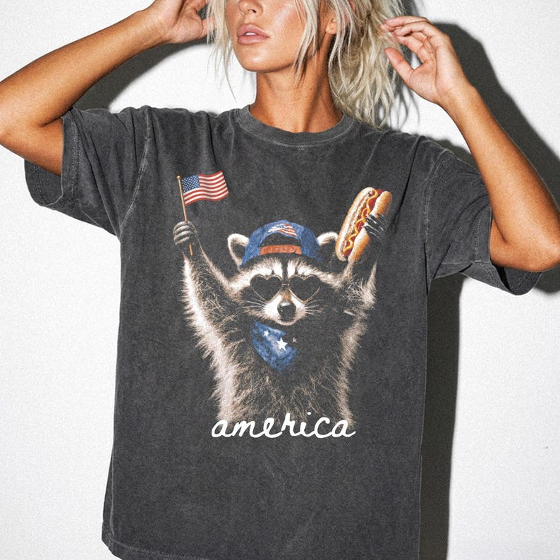 Feral & Free Racoon Comfort Shirt, 4th of July Shirt, USA Independence Day Shirt