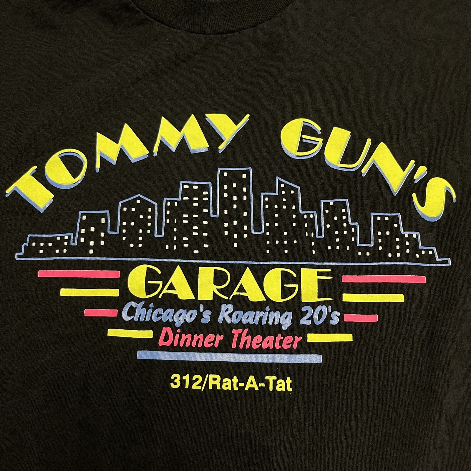 Vintage Tommy Guns Garage 20’s Dinner Theater Las Vegas Black T Shirt Mens XL