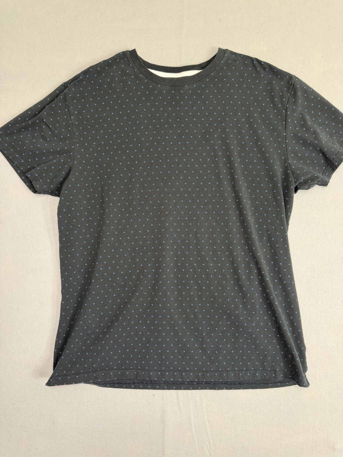 Kenneth Cole New York Men’s XL Black Blue Dot Print Stretch Crew Neck T-Shirt